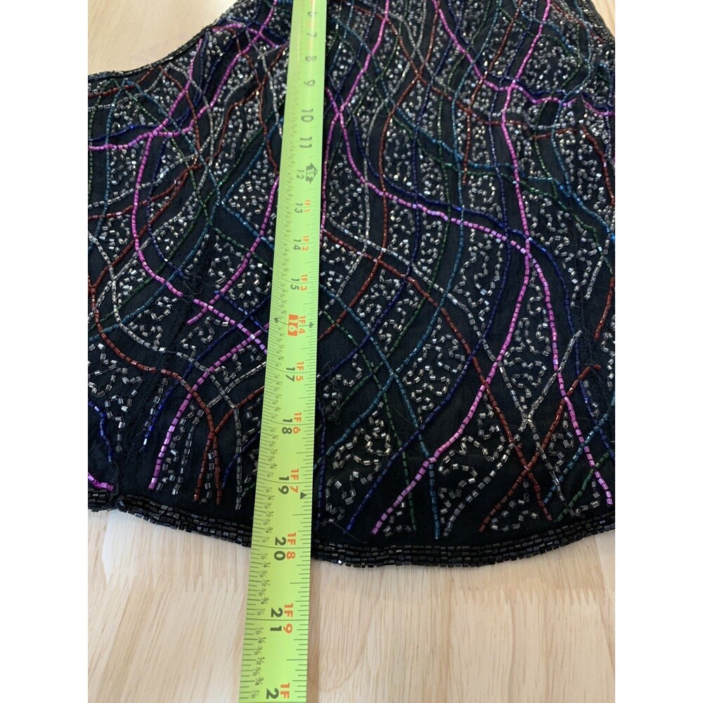 Laurence Kazar Vintage 80's Women's Size L 100% Silk Lined Beaded Sleeveless Top - Picture 7 of 8